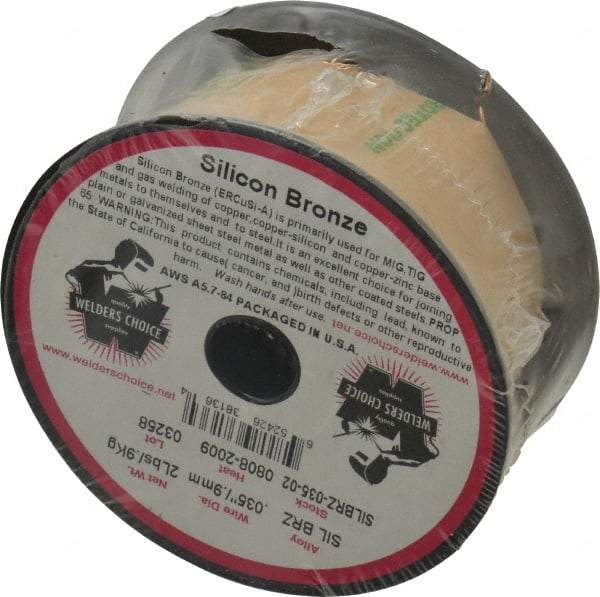 Welding Material - ERCuSi-A, 0.035 Inch Diameter, Silicon Bronze MIG Welding Wire - 2 Lb. Roll - Exact Tool & Supply