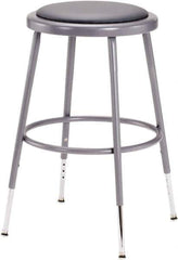 NPS - 18 Inch High, Stationary Adjustable Height Stool - 16 Inch Deep x 16 Inch Wide, Vinyl Seat, Grey - Exact Tool & Supply