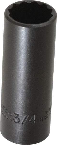 Proto - 3/4", 3/8" Drive, Deep Hand Socket - 12 Points, 2-3/4" OAL, Alloy Steel, Black Finish - Exact Tool & Supply