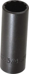 Proto - 3/4", 3/8" Drive, Deep Hand Socket - 12 Points, 2-3/4" OAL, Alloy Steel, Black Finish - Exact Tool & Supply