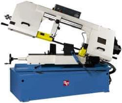 Rong Fu - 5 x 19" Max Capacity, Manual Variable Speed Pulley Horizontal Bandsaw - 30 to 120 & 98 to 363 SFPM Blade Speed, 220 Volts, 45°, 3 hp, 3 Phase - Exact Tool & Supply
