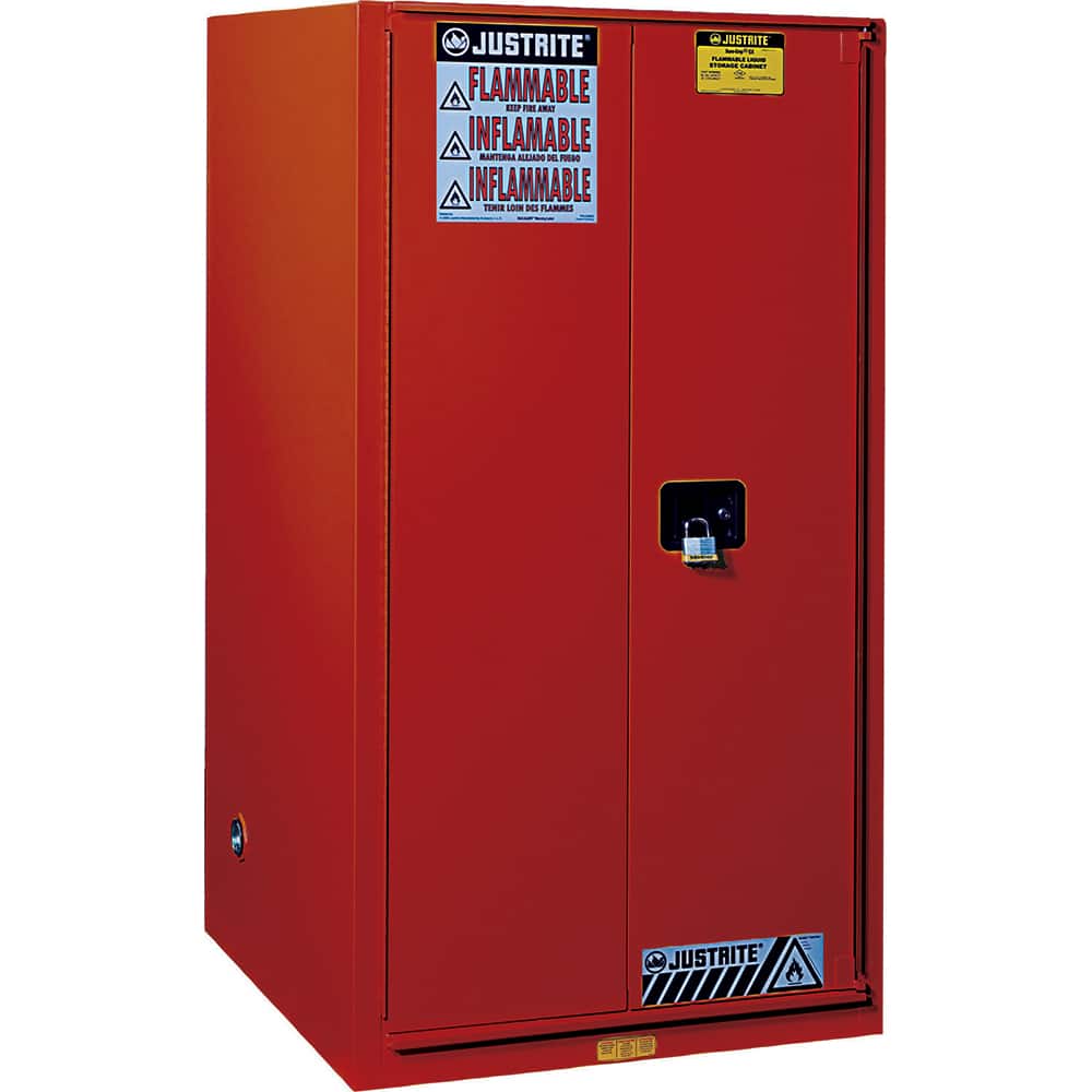 Justrite - 2 Door 2 Shelf 60 Gal Safety Cabinet for Flammable Substances - Exact Tool & Supply
