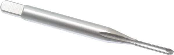 Hertel - #0-80 UNF, 2 Flute, Bright Finish, High Speed Steel Spiral Point Tap - Bottoming Chamfer, Right Hand Thread, 1-5/8" OAL, 5/16" Thread Length, 3B Class of Fit - Exact Tool & Supply