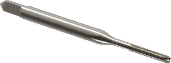 Hertel - #1-72 UNF, 2 Flute, Bright Finish, High Speed Steel Spiral Point Tap - Bottoming Chamfer, Right Hand Thread, 1-11/16" OAL, 3/8" Thread Length, 2B Class of Fit - Exact Tool & Supply