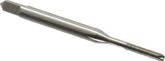 Hertel - #1-72 UNF, 2 Flute, Bright Finish, High Speed Steel Spiral Point Tap - Bottoming Chamfer, Right Hand Thread, 1-11/16" OAL, 3/8" Thread Length, 2B Class of Fit - Exact Tool & Supply