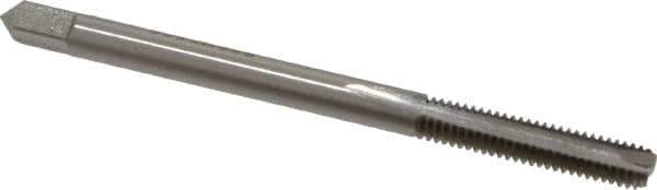 Hertel - #6-40 UNF, 2 Flute, Bright Finish, High Speed Steel Spiral Point Tap - Bottoming Chamfer, Right Hand Thread, 2" OAL, 11/16" Thread Length, 2B/3B Class of Fit - Exact Tool & Supply
