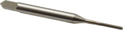 Hertel - #0-80 UNF, 2 Flute, Bright Finish, High Speed Steel Spiral Point Tap - Bottoming Chamfer, Right Hand Thread, 1-5/8" OAL, 5/16" Thread Length, 2B Class of Fit - Exact Tool & Supply