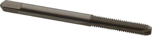 Hertel - #10-32 UNF, 2 Flute, Bright Finish, High Speed Steel Spiral Point Tap - Bottoming Chamfer, Right Hand Thread, 2-3/8" OAL, 7/8" Thread Length, 3B Class of Fit - Exact Tool & Supply