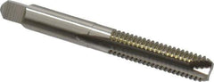 Hertel - 5/16-18 UNC, 2 Flute, Bright Finish, High Speed Steel Spiral Point Tap - Bottoming Chamfer, Right Hand Thread, 2-23/32" OAL, 1-1/8" Thread Length, 3B Class of Fit - Exact Tool & Supply