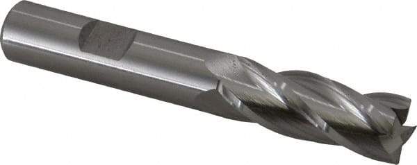 Hertel - 13.5mm, 1-3/8" LOC, 1/2" Shank Diam, 3-3/8" OAL, 4 Flute, Cobalt Square End Mill - Single End, Uncoated, 30° Helix, Centercutting, Right Hand Cut - Exact Tool & Supply