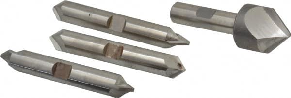 Hertel - 4 Piece 1" Cutter Head Diam, Cobalt Chamfer Mill Set - Exact Tool & Supply