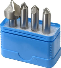 Hertel - 4 Piece 3/8 & 3/4" Cutter Head Diam, Cobalt Chamfer Mill Set - Exact Tool & Supply