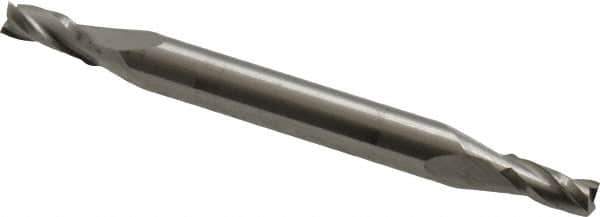 Hertel - 1/8", 1/4" LOC, 3/16" Shank Diam, 2" OAL, 3 Flute, Solid Carbide Square End Mill - Double End, Uncoated, 30° Helix, Centercutting - Exact Tool & Supply