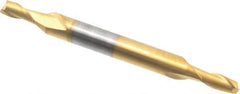 Hertel - 1/8", 1/4" LOC, 3/16" Shank Diam, 2" OAL, 2 Flute, Solid Carbide Square End Mill - Double End, TiN Finish, 30° Helix, Centercutting, Right Hand Cut - Exact Tool & Supply