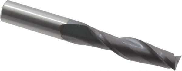 Hertel - 1/2", 2" LOC, 1/2" Shank Diam, 4" OAL, 2 Flute, Solid Carbide Square End Mill - Single End, AlTiN Finish, 30° Helix, Centercutting, Right Hand Cut - Exact Tool & Supply