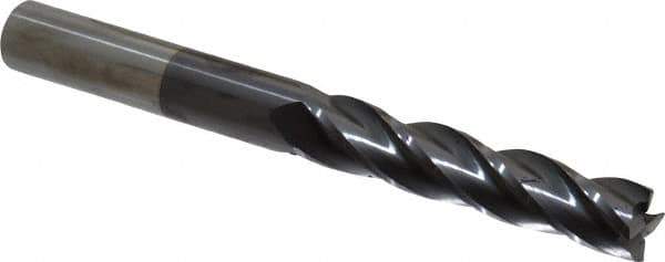 Hertel - 5/8", 3" LOC, 5/8" Shank Diam, 6" OAL, 4 Flute, Solid Carbide Square End Mill - Single End, AlTiN Finish, Spiral Flute, 30° Helix, Centercutting, Right Hand Cut, Right Hand Flute - Exact Tool & Supply