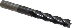 Hertel - 5/8", 3" LOC, 5/8" Shank Diam, 6" OAL, 4 Flute, Solid Carbide Square End Mill - Single End, AlTiN Finish, Spiral Flute, 30° Helix, Centercutting, Right Hand Cut, Right Hand Flute - Exact Tool & Supply