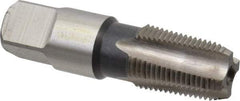 Hertel - 3/8-18 NPTF Thread, 4 Flute Short Projection Standard Pipe Tap - 2-9/16" OAL, 1-1/16" Thread Length, 0.7" Shank Diam, Bright Finish, High Speed Steel - Exact Tool & Supply