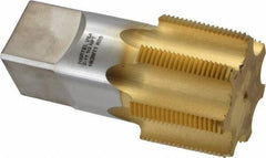 Hertel - 2 - 11-1/2 NPT Thread, 7 Flute Short Projection Standard Pipe Tap - 4-1/2" OAL, 1-3/4" Thread Length, 1-7/8" Shank Diam, TiN Finish, High Speed Steel - Exact Tool & Supply
