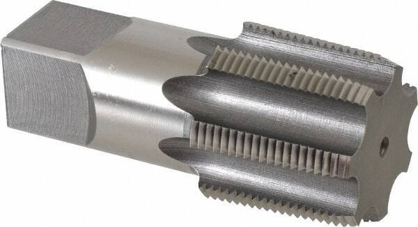 Hertel - 1-1/2 - 11-1/2 NPT Thread, 7 Flute Short Projection Standard Pipe Tap - 4-1/4" OAL, 1-3/4" Thread Length, 1-1/2" Shank Diam, Bright Finish, High Speed Steel - Exact Tool & Supply