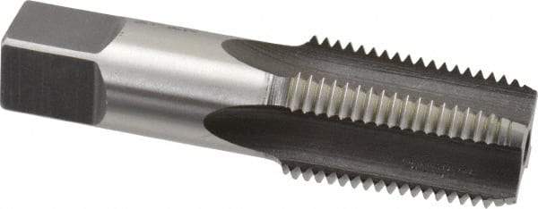 Hertel - 1/2-14 NPT Thread, 4 Flute Short Projection Standard Pipe Tap - 3-1/8" OAL, 1-3/8" Thread Length, 11/16" Shank Diam, Bright Finish, High Speed Steel - Exact Tool & Supply
