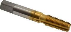 Hertel - 1/16-27 NPTF Thread, 4 Flute Short Projection Standard Pipe Tap - 2-1/8" OAL, 11/16" Thread Length, 5/16" Shank Diam, TiN Finish, High Speed Steel - Exact Tool & Supply