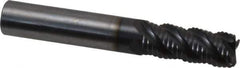 OSG - 3/8" Diam, Coarse Pitch, 7/8" LOC, 4 Flute Solid Carbide 0.03" Corner Radius Roughing End Mill - TiAlN Finish, 2-1/2" OAL, 3/8" Shank Diam, Single End, Centercutting, 40° Helix - Exact Tool & Supply