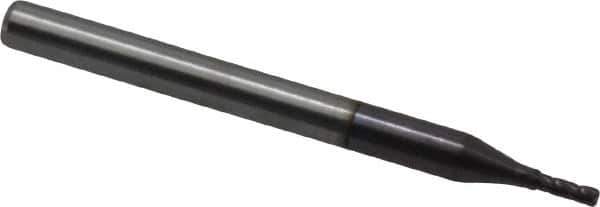 Hertel - 3/64", 9/64" LOC, 1/8" Shank Diam, 1-1/2" OAL, 4 Flute, Solid Carbide Square End Mill - Single End, AlTiN Finish, Spiral Flute, 30° Helix, Centercutting, Right Hand Cut, Right Hand Flute - Exact Tool & Supply