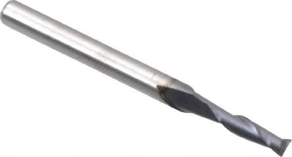 Hertel - 3/32", 3/8" LOC, 1/8" Shank Diam, 1-1/2" OAL, 2 Flute, Solid Carbide Square End Mill - Single End, AlTiN Finish, 30° Helix, Centercutting, Right Hand Cut - Exact Tool & Supply