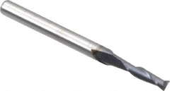 Hertel - 3/32", 3/8" LOC, 1/8" Shank Diam, 1-1/2" OAL, 2 Flute, Solid Carbide Square End Mill - Single End, AlTiN Finish, 30° Helix, Centercutting, Right Hand Cut - Exact Tool & Supply