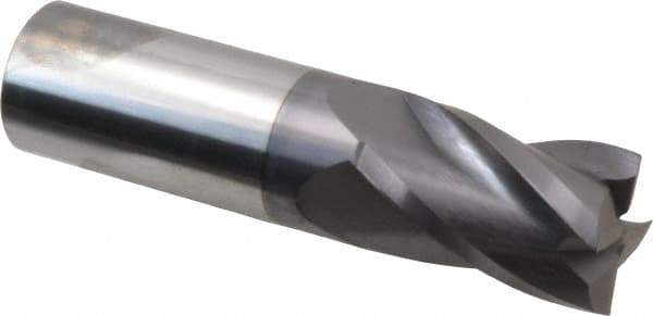 Hertel - 1", 1-1/2" LOC, 1" Shank Diam, 4" OAL, 4 Flute, Solid Carbide Square End Mill - Single End, AlTiN Finish, Spiral Flute, 30° Helix, Centercutting, Right Hand Cut, Right Hand Flute - Exact Tool & Supply