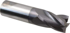 Hertel - 1", 1-1/2" LOC, 1" Shank Diam, 4" OAL, 4 Flute, Solid Carbide Square End Mill - Single End, AlTiN Finish, Spiral Flute, 30° Helix, Centercutting, Right Hand Cut, Right Hand Flute - Exact Tool & Supply