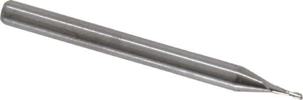 Hertel - 1/32", 3/32" LOC, 1/8" Shank Diam, 1-1/2" OAL, 2 Flute, Solid Carbide Square End Mill - Single End, Uncoated, 30° Helix, Centercutting, Right Hand Cut, Right Hand Flute - Exact Tool & Supply
