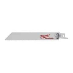 Milwaukee Tool - 6" Long, High Speed Steel Reciprocating Saw Blade - Straight Profile, 18 TPI, Toothed Edge, Tang Shank - Exact Tool & Supply
