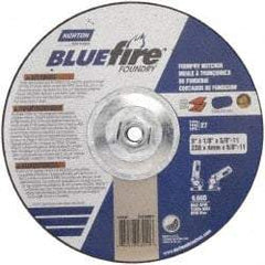 Norton - 24 Grit, 9" Wheel Diam, 1/8" Wheel Thickness, Type 27 Depressed Center Wheel - Zirconia Alumina/Silicon Carbide Blend, T Hardness, 6,000 Max RPM, Compatible with Angle Grinder - Exact Tool & Supply