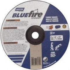 Norton - 20 Grit, 9" Wheel Diam, 1/4" Wheel Thickness, 7/8" Arbor Hole, Type 27 Depressed Center Wheel - Zirconia Alumina, T Hardness, 6,000 Max RPM, Compatible with Angle Grinder - Exact Tool & Supply