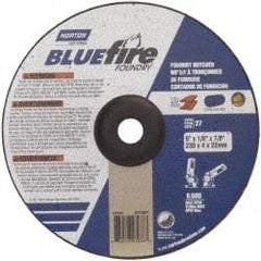 Norton - 24 Grit, 9" Wheel Diam, 1/8" Wheel Thickness, 7/8" Arbor Hole, Type 27 Depressed Center Wheel - Zirconia Alumina/Silicon Carbide Blend, T Hardness, 6,000 Max RPM, Compatible with Angle Grinder - Exact Tool & Supply