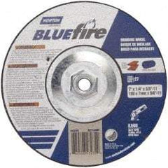 Norton - 30 Grit, 7" Wheel Diam, 1/8" Wheel Thickness, Type 27 Depressed Center Wheel - Zirconia Alumina, U Hardness, 8,600 Max RPM, Compatible with Angle Grinder - Exact Tool & Supply