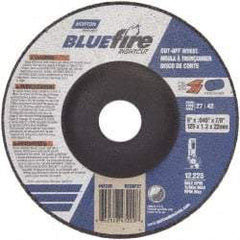 Norton - 24 Grit, 5" Wheel Diam, 7/8" Arbor Hole, Type 27 Depressed Center Wheel - Zirconia Alumina, Q Hardness, 12,225 Max RPM, Compatible with Angle Grinder - Exact Tool & Supply