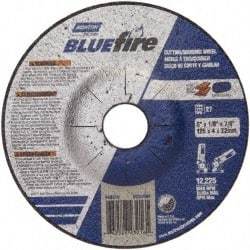 Norton - 30 Grit, 5" Wheel Diam, 1/8" Wheel Thickness, 7/8" Arbor Hole, Type 27 Depressed Center Wheel - Zirconia Alumina, U Hardness, 12,225 Max RPM, Compatible with Angle Grinder - Exact Tool & Supply