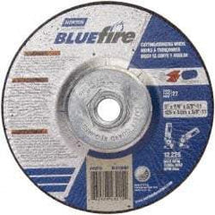 Norton - 30 Grit, 5" Wheel Diam, 1/8" Wheel Thickness, Type 27 Depressed Center Wheel - Zirconia Alumina, U Hardness, 12,225 Max RPM, Compatible with Angle Grinder - Exact Tool & Supply