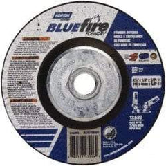 Norton - 24 Grit, 4-1/2" Wheel Diam, 1/8" Wheel Thickness, Type 27 Depressed Center Wheel - Zirconia Alumina/Silicon Carbide Blend, T Hardness, 13,580 Max RPM, Compatible with Angle Grinder - Exact Tool & Supply