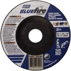 Norton - 24 Grit, 4-1/2" Wheel Diam, 1/8" Wheel Thickness, 7/8" Arbor Hole, Type 27 Depressed Center Wheel - Zirconia Alumina/Silicon Carbide Blend, T Hardness, 13,580 Max RPM, Compatible with Angle Grinder - Exact Tool & Supply