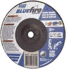 Norton - 24 Grit, 4" Wheel Diam, 1/4" Wheel Thickness, 5/8" Arbor Hole, Type 27 Depressed Center Wheel - Zirconia Alumina/Silicon Carbide Blend, T Hardness, 15,280 Max RPM, Compatible with Angle Grinder - Exact Tool & Supply