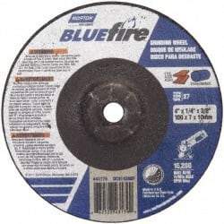 Norton - 24 Grit, 4" Wheel Diam, 1/4" Wheel Thickness, 5/8" Arbor Hole, Type 27 Depressed Center Wheel - Zirconia Alumina, S Hardness, 15,280 Max RPM, Compatible with Angle Grinder - Exact Tool & Supply