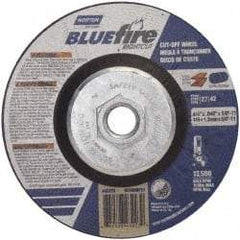 Norton - 36 Grit, 4-1/2" Wheel Diam, 1/16" Wheel Thickness, Type 27 Depressed Center Wheel - Zirconia Alumina, T Hardness, 13,580 Max RPM, Compatible with Angle Grinder - Exact Tool & Supply