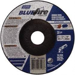 Norton - 24 Grit, 5" Wheel Diam, 1/4" Wheel Thickness, 7/8" Arbor Hole, Type 27 Depressed Center Wheel - Zirconia Alumina, S Hardness, 12,225 Max RPM, Compatible with Angle Grinder - Exact Tool & Supply