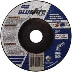 Norton - 24 Grit, 5" Wheel Diam, 1/4" Wheel Thickness, 7/8" Arbor Hole, Type 27 Depressed Center Wheel - Zirconia Alumina, S Hardness, 12,225 Max RPM, Compatible with Angle Grinder - Exact Tool & Supply