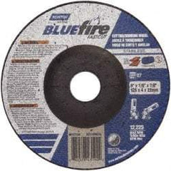 Norton - 30 Grit, 5" Wheel Diam, 1/8" Wheel Thickness, 7/8" Arbor Hole, Type 27 Depressed Center Wheel - Zirconia Alumina, U Hardness, 12,225 Max RPM, Compatible with Angle Grinder - Exact Tool & Supply