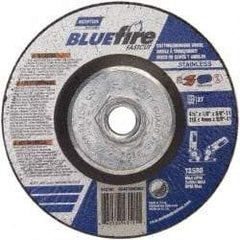 Norton - 30 Grit, 4-1/2" Wheel Diam, 1/8" Wheel Thickness, Type 27 Depressed Center Wheel - Zirconia Alumina, T Hardness, 13,580 Max RPM, Compatible with Angle Grinder - Exact Tool & Supply
